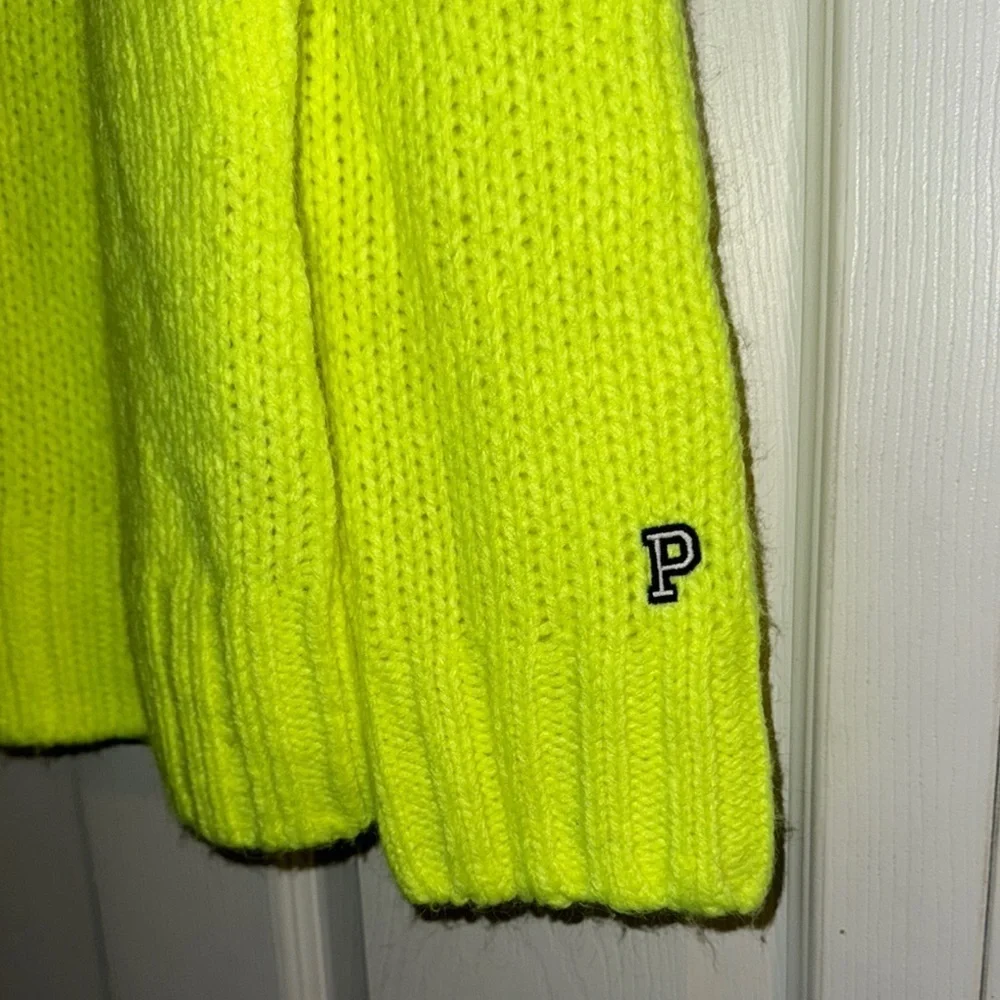 victoria's Secret pink Neon  Yellow V-Neck Sweater